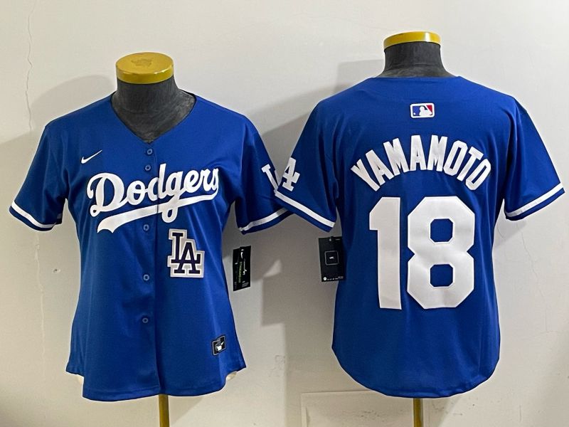 Women 2025 Los Angeles Dodgers #18 Yamamoto Blue Game Nike MLB Jersey style 0018